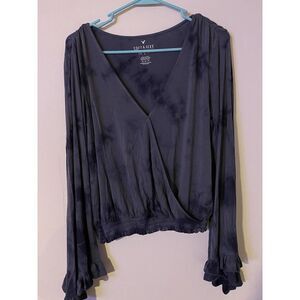 American Eagle Shirt Soft & Sexy Bell Sleeve Blue Blouse Top Women's Size Medium